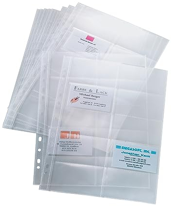 SIGEL VZ351 Hüllen für zweireihige Visitenkarten-Ringbücher VZ301, für 200 Karten, 10 Stück