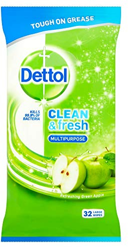 Dettol Power & Fresh Cleaning Wipes Green Apple, 32 Wipes