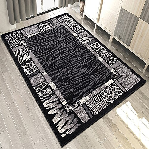 Carpeto Rugs Teppich Tiermuster Schwarz Orient Zebra Animal Safari Tierfell - ÖKO TEX (120 x 170 cm)