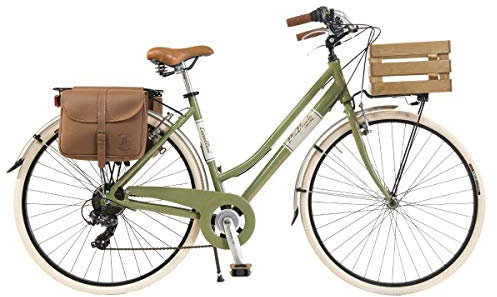 Via Veneto by Canellini Damen Citybike CTB Vintage Stil Rad Cityrad Fahrrader Bike Aluminium mit Korb Kassette (Grun, 50)