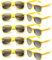 FSMILING 10 Stück Unisex Party Sonnenbrille Pack 80er Retro Plastik Sonnenbrille Gelb Partybrillen Für Herren Damen