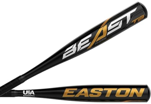 Easton Beast Baseballschläger für Jugendliche/Kinder, aus Aluminium, ALX50-Legierung, komfortabler Griff, 10 Stück, Unisex, 2019 USA Tee Ball Bat 2 1/4 Beast -10, Multi, 24/14 oz