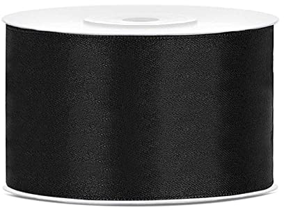 DaLoKu Satinband 6/12/25/38/50/100mm x 25m Geschenkband Schleifenband, Größe: 38mm x 25m, Farbe: Schwarz
