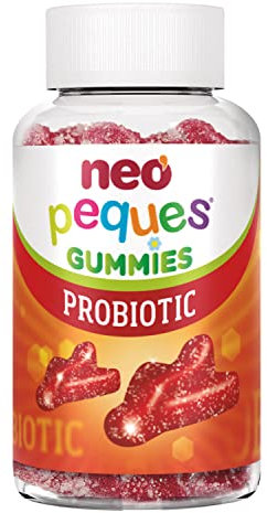 NEO PEQUES | Gummies Probiotic | 30 Gominolas | Beneficiosas para el Sistema Digestivo y las Defensas | Con Probióticos y Vitaminas del Grupo B | Caramelos Masticables para Niños | Sabor Fresa