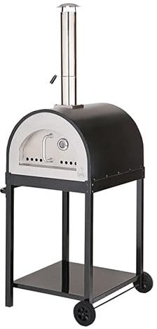 woodfire Wood Fired Pizza Oven In black With Stand And Chimney 60cm x 55cm cooking area