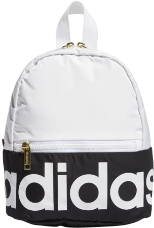 adidas Linear Mini-Rucksack, klein, Einheitsgröße, Weiß/Schwarz/Gold, 10.5 inch x8.5 inch x5 inch, Linear Mini Rucksack klein Reisetasche