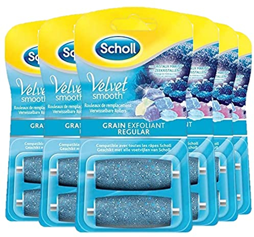 SCHOLL Lot de 6 Velvets Smooth - Rouleaux de Remplacement - Grain Exfoliant Kit de 2 recharges