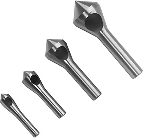 Utoolmart Countersink Chamfer Deburring Tool Set 4Pcs High Speed Steel Metal Wood Plastic Drill Bits Sets