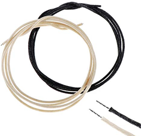 Alnicov Alambre de guitarra preestañado de 3.3 pies, 22 AWG -22 ga, alambre de guitarra de estilo vintage cubierto de tela