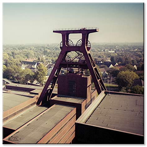 WB wohn trends Deko-Fliese, Zeche in Essen Ruhrpott Ruhrgebiet, Foto-Fliese Wand-Bild Deko-Schild 15x15cm