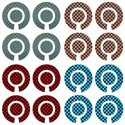 Acclaim Lawn Bowls Identification Stickers Markers Standard 5.5 cm Diameter 4 Full Sets Of 4 Self Adhesive Two Colour Small Check Mixed Colours (D)