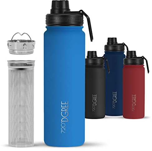 720°DGREE Botella Térmica “noLimit” + Infusor de frutas – 710ml - Acero inoxidable, A prueba fugas, Para bebidas con gas, Tapón rosca -Ideal para niños, escuela, oficina, deporte, exterior