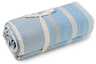 HomeLife Telo Copridivano Riga Azzurra [260X280] Made in Italy | Telo Copritutto ideale come Copriletto Matrimoniale Cotone/Coperta Matrimoniale Leggera | Plaid per Divano Letto Matrimoniale