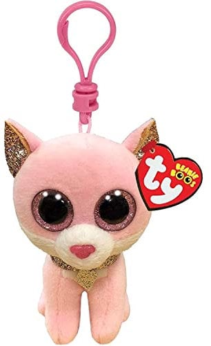 Ty Anello Porta Chiavi Beanie Boos Clips-Gatto-Fiona-Rosa-Occhioni e Orecchie Glitter-Collare Glitterato-Il Peluche con Gli Occhi Grandi scintillanti-12 Cm-35247, Multicolore, 7 CM, 2007536