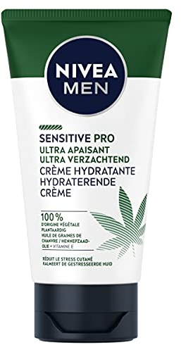 NIVEA MEN Sensitive Pro Ultra Beruhigende Gesichtscreme (1 x 75 ml), Gesichtscreme mit Bio-Hanföl, feuchtigkeitsspendende und beruhigende Männerpflege mit veganer Formel