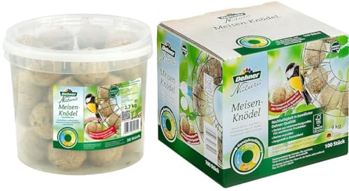 Dehner Natura Wildvogelfutter, Meisenknödel, ohne Netz, im Karton, 100 Stück (10 kg) & Natura Wildvogelfutter, Meisenknödel ohne Netz, 30 Stück (3 kg)