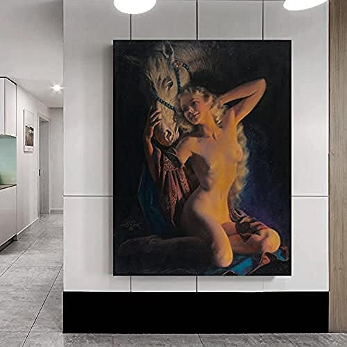 Xiutailtd Puzzle, 1000 Teile, klassische Nackte Frau und Pferd, Erwachsene, klassisches Puzzle, Holzspielzeug, einzigartiges Geschenk, Heimdekoration, 50 x 75 cm