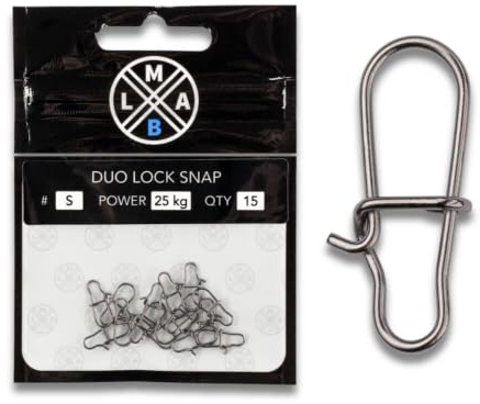 LMAB Snaps Angeln Ultra Strong, Karabiner Einhänger Wirbel Duo Lock für das Zander-Angeln, zum Spinnfischen für Barsch, Forelle, Zander & Hecht, Größe 000, XS extra klein bis XL,