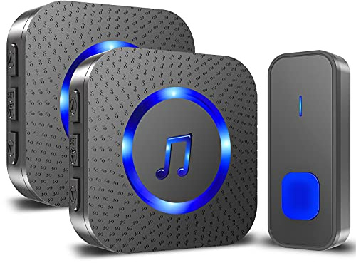 SURFOU Wireless Doorbell for Home, 1 Push Button & 2 Plug-in Receivers