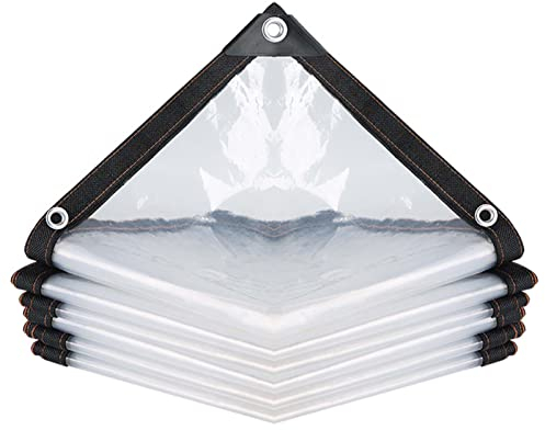 RGRE 5x7m wasserdichte Transparente Plane Mit Ösen, Abdeckplane Wasserdicht Aus PVC Material, Faltbar Durchsichtige Kunststoffplane, Holzabdeckplane Bootsplane Poolplane