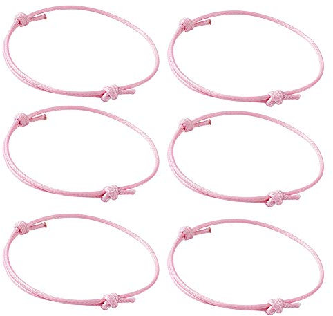 PandaHall Lot de 50 bracelets coréens en polyester ciré faits à la main - Bracelets de protection pour femmes et filles - Rose