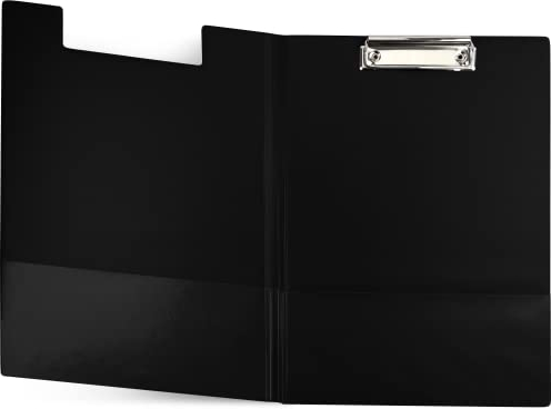 Netuno 1 Stück Klemmbrettmappe A4 Schwarz mit Deckel und Metallclip Schreibplatte aus Hartkunststoff Dokumentenhalter Schreibunterlage Clipboard Mappe mit Bügelklemme