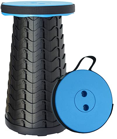 Baralir Portable Teleskop Hocker, Upgraded Folding Camping Hocker einstellbar zusammenklappbar Hocker für Outdoor Reisen Camping Angeln Wandern Gartenarbeit Indoor, Blau, Camping 1