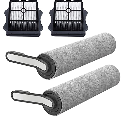 Rouleau de Brosse de Rechange et Ensemble HEPA Convient pour Tineco Aspirateur Eau et Poussière sans Fil S5 Combo (2 x Brosse à Rouleau + 2 x Filtre d'aspirateur)