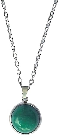 ASTER ALHELÍ Collana Donna con Pietra Naturale - Catena in Acciaio Inox Argentato con Ciondolo in Pietra - Amuleto di Protezione - Regalo Originale Donna (Giada Verde)