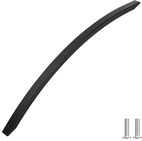Decoranddecor Slimline Kitchen Door Handles Cabinet Pulls Sleek Design - Smooth Lines 256mm Matt Black
