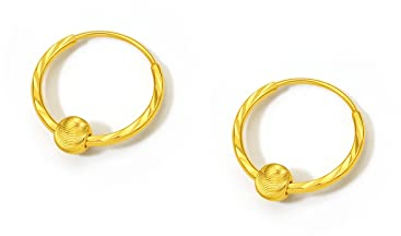 ZHOU LIU FU 24K Gold Ohrringe Damen Creolen Goldene Ohrhänger Hypoallergen Ohrstecker mit Anhänger Klein Ohrring Kreolen Tropfen Creole Damenohrringe Nickelfrei Huggie Geschenk für Damen Frauen Mama