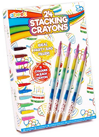 abeec 24 stapelbare Buntstifte – Partytütenfüller für Kinder – Buntstifte für Partytüten – drehbare Buntstifte – Gastgeschenke Kinder – Kunst und Handwerk – Buntstifte für Kinder