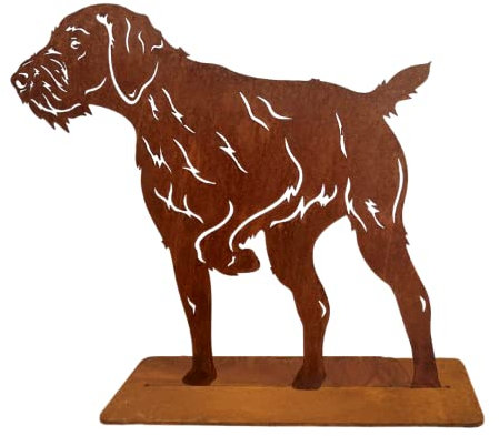 Terma Stahldesign Rost Hund Deutsch Drahthaar Lebensgroß Handmade Germany tolle Gartendeko aus Metall Figur deko Geschenk Rostfigur Garten deko Gartenfigur, hundegrab deko…