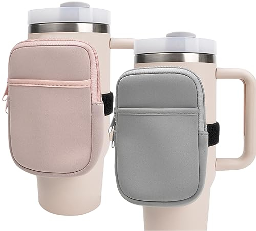 Wasserflaschentasche für Stanley Quencher Adventure 1,2 l, 2 Stück Tumbler-Tasche mit Tasche, Wasserflaschen-Gürteltasche, Handheld Caddy für Handy/Karte/Schlüssel, Fitnessstudio, Laufzubehör für