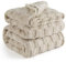 Bedsure Fleece Blanket King Size for Bed - Soft Cosy Checkered Large Blankets, Fluffy Warm Throw for Women and Girls, Beige, 230x270 cm