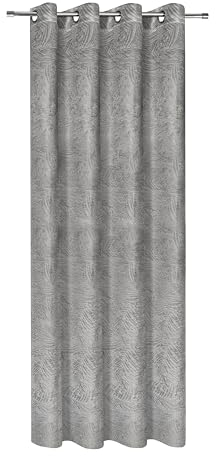 Happy Home Ösenschal Johanna mit Farnmuster Blickdicht B/H: 140x245 cm (Grau)