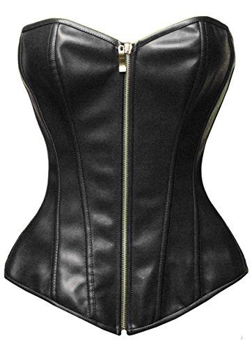 Bslingerie®, Corsetto da donna in pelle sintetica, Pelle nera, S