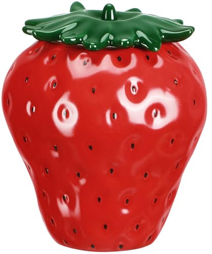 Ciieeo Strawberry Shaped Ceramic Sealed Tea Storage Jar Cute Red Strawberry Food Container for Tea Sweets and Wedding Decor Home Use