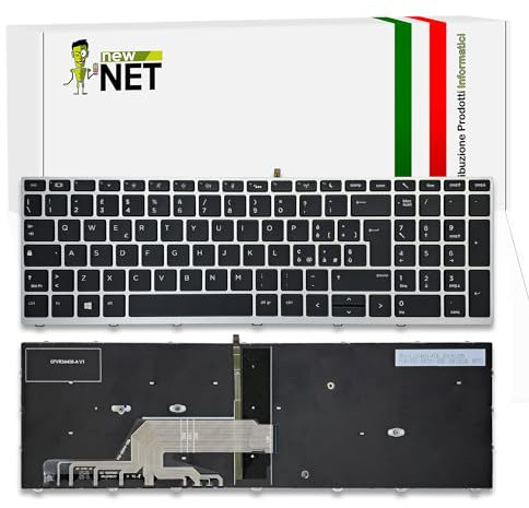 new net - Tastiera Compatibile con Notebook HP ProBook 650 G4, 650 G5, 655 G5, 655 G4 [Frame Argento - Retroilluminata - Italiana]
