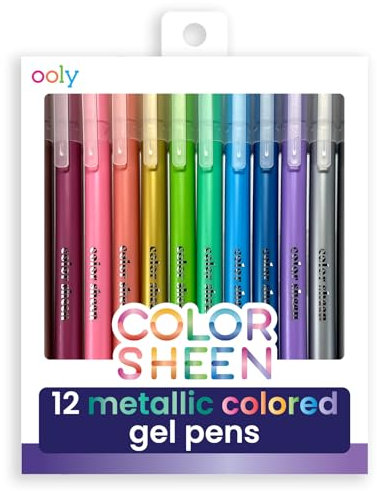 Ooly Color Sheen Metallic-Gelstifte-Set, 1,00 mm, feine Spitze, schimmernde Stifte für Kinder, Erwachsene, Kunstbedarf und Schreibwarenbedarf [12 Metallic-Stifte]