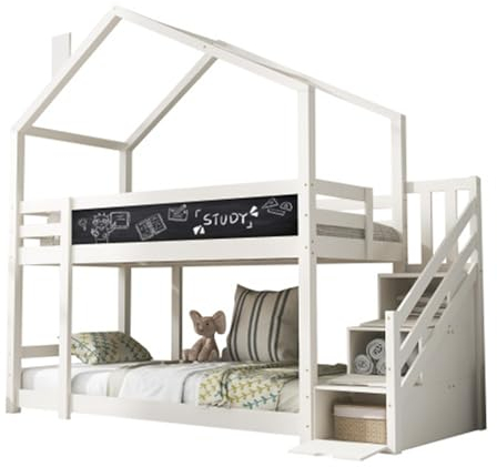 Ntxplora Kinderbett Baumhaus, Kinderbett mit Stauraum und Anti-Fall-Rahmen, Kinder-Hochbett 90 x 200 cm, Matratze Nicht im Lieferumfang enthalten