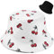 Malaxlx Damen Kirsche Weiß Muster Fischerhut Bucket Hat Anglerhut Sonnenhut Reversibel Fischerhüte Sommerhut Faltbarer Strandhut Draussenhut