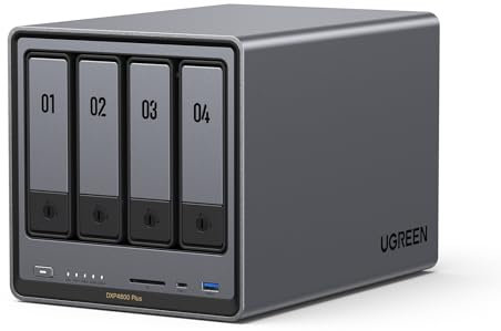 UGREEN NASync DXP4800 Plus, NAS desktop a 4 bay, CPU Intel Pentium Gold 8505 a 5 core, RAM DDR5 da 8 GB, SSD da 128 GB, 1 * 10 GbE, 1 * 2,5 GbE, 2 * slot M.2 NVMe, HDMI 4K (senza disco)
