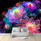 Art Photo Wallpaper Watercolor Neon Rainbow Floral Non-Woven Living Room Bedroom Wall Decoration - Photo Mural- Gaming Room TV Background Wall Decor 150 x 105 cm