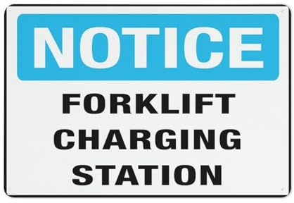 Forklift Charging Station Sign 12 X 8 Inches Aluminum Metal Warning Signage With Symbol For Indoor Outdoor Use