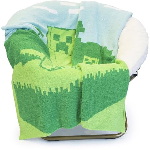 Jay Franco Minecraft Creeper Flauschige Kuscheldecke - 127 x 152 cm Flauschig gestrickt, gemütliche Bettwäsche