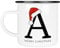 Emaille Weihnachts-Monogramm-Tasse Frohe Weihnachten - Merry Christmas - mit Anfangsbuchstabe und Wunschnamen - Nikolaus Monogramm Glühwein (Emaille - Schwarzer Rand)
