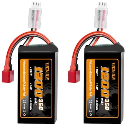 VICMILE 7.4 V Lipo Battery 1200 mAh 2S 35C High Discharge Rate Rechargeable Lithium Battery with Deans T Plug Fit for WLtoys RC Cars A949 A959 A969 A979 K929 and Most 1/10 1/16 1/18 1/24 RC Cars