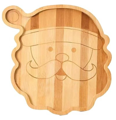 Plateau de Noël en bois, plateau de nourriture multifonction, assiette à fruits d'arbre de Noël, plateau de service unique, assiette d'apéritif de vacances, superbe plateau de Noël en bois