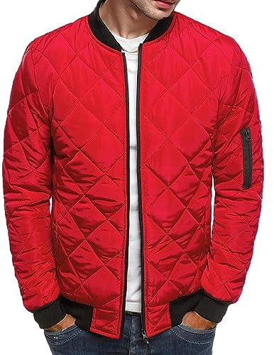 Herren Übergangsjacke Jacke Übergang Jacken Herbst Bomberjacke Stehkragen Bomberjacken Diamant gesteppt Herbst Winter Rib Varsity Leichter Mantel Steppjacke Leichte Outdoor Puffer Pullover Herren